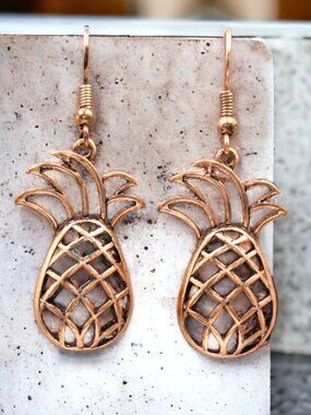 Copper Pineapple Drop Earrings